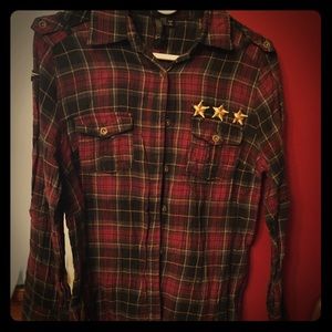 Red/Black/Grey/Yellow Flannel; Size - Small